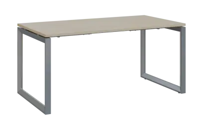 PPKO - 16 stůl kancelářský, kovová podnož stříbrná, deska 18 mm, široký 1600 mm, bříza světlá