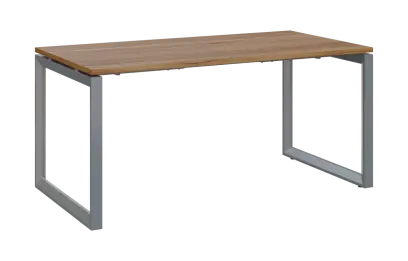 PPKO - 16 stůl kancelářský, kovová podnož stříbrná, deska 18 mm, široký 1600 mm, ořech světlý