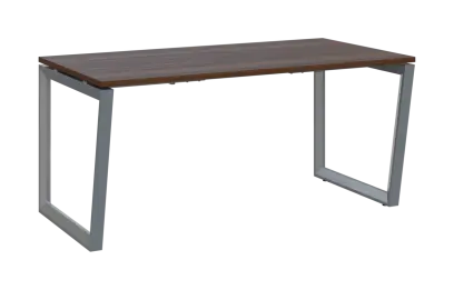 PPKV - 16 stůl kancelářský, kovová podnož stříbrná, deska 18 mm, široký 1600 mm, ořech královský