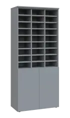 PPRG - 5 kancelářská skříň, 2-dveřová, 3x registrační vložka, 1800x800x400, šedá