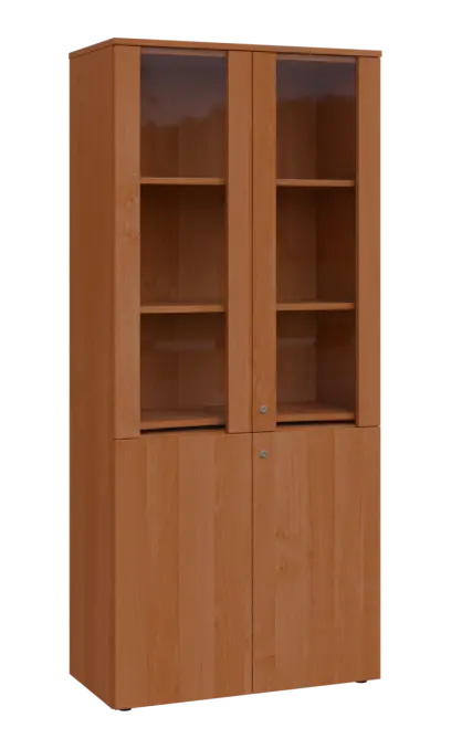 PPLE 5 - 8VS skříň léková, 4-dveřová, sklo čiré v liště, výsuvná deska, 2x zámek, 1800x800x400, olše