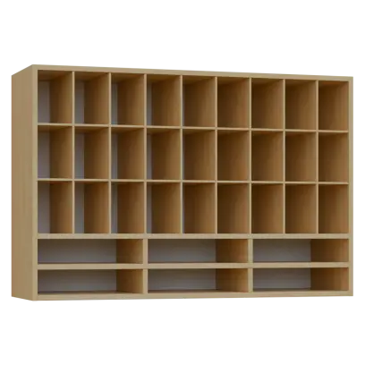 PPH - CUPPUT horní skříňka, policová na hrníčky, záda plexisklo, 800x1200x330, javor horský