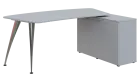 NXZR 113 - 18 stůl rohový, provedení pravé, úložný prostor, kovová podnož chrom, deska 18 mm, široký