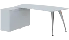 NXZR 113 - 19 stůl rohový, provedení levé, úložný prostor, kovová podnož chrom, deska 18 mm, široký