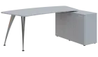 NXZR 113 - 19 stůl rohový, provedení pravé, úložný prostor, kovová podnož chrom, deska 18 mm, široký