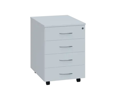 NXKZ - 01 kontejner pojízdný, 4-zásuvkový, deska 18 mm, zámek na 1. zásuvce, bílá