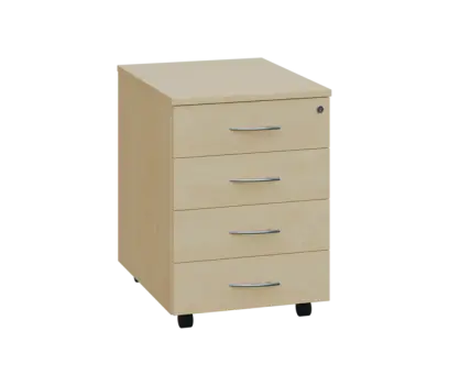 NXKZ - 01 kontejner pojízdný, 4-zásuvkový, deska 18 mm, zámek na 1. zásuvce, bříza světlá