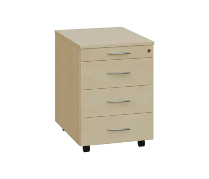 NXKC - 01 kontejner pojízdný, 4-zásuvkový, deska 18 mm, centrální zámek, tužkovnice, bříza světlá