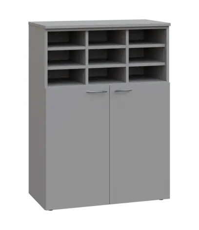 NXRG - 3 kancelářská skříň, 2-dveřová/registrační vložka, 1100x800x400, šedá