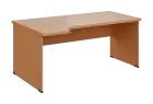 SIRL 38 - 184 stůl kancelářský, rohový, levý, dřevěná podnož, deska 36 mm, široký 1800 mm, buk royal