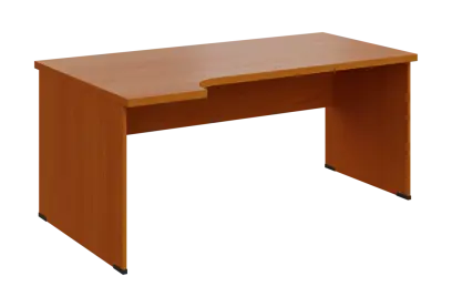 SIRL 38 - 184 stůl kancelářský, rohový, levý, dřevěná podnož, deska 36 mm, široký 1800 mm, třešeň šu