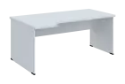 SIRL 38 - 184 stůl kancelářský, rohový, levý, dřevěná podnož, deska 36 mm, široký 1800 mm, bílá