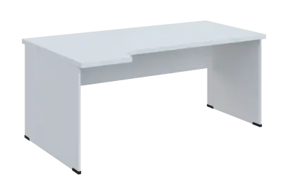 SIRL 38 - 184 stůl kancelářský, rohový, levý, dřevěná podnož, deska 36 mm, široký 1800 mm, bílá