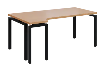 SIRK 38 - 184 stůl kancelářský, rohový, levý, kovová podnož černá, deska 36 mm, široký 1800 mm, buk