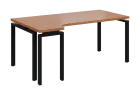 SIRK 38 - 184 stůl kancelářský, rohový, levý, kovová podnož černá, deska 36 mm, široký 1800 mm, olše