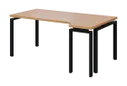 SIRK 38 - 184 stůl kancelářský, rohový, pravý, kovová podnož černá, deska 36 mm, široký 1800 mm, buk