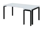 SIRK 38 - 184 stůl kancelářský, rohový, pravý, kovová podnož černá, deska 36 mm, široký 1800 mm, bíl