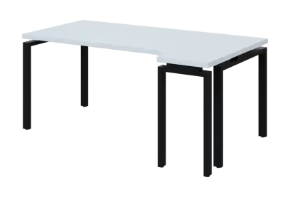 SIRK 38 - 184 stůl kancelářský, rohový, pravý, kovová podnož černá, deska 36 mm, široký 1800 mm, bíl