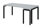 SIRK 38 - 184 stůl kancelářský, rohový, pravý, kovová podnož černá, deska 36 mm, široký 1800 mm, šed