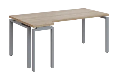 SIRK 38 - 184 stůl kancelářský, rohový, levý, kovová podnož stříbrná, deska 36 mm, široký 1800 mm, d