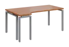 SIRK 38 - 184 stůl kancelářský, rohový, levý, kovová podnož stříbrná, deska 36 mm, široký 1800 mm, o