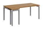 SIRK 38 - 184 stůl kancelářský, rohový, levý, kovová podnož stříbrná, deska 36 mm, široký 1800 mm, o