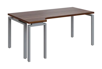 SIRK 38 - 184 stůl kancelářský, rohový, levý, kovová podnož stříbrná, deska 36 mm, široký 1800 mm, o