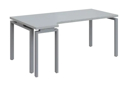 SIRK 38 - 184 stůl kancelářský, rohový, levý, kovová podnož stříbrná, deska 36 mm, široký 1800 mm, š