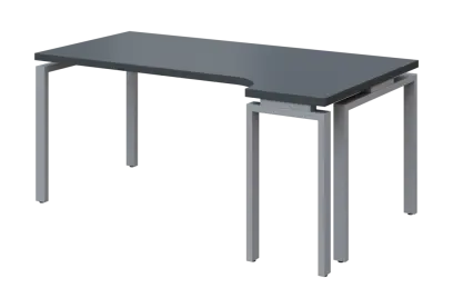 SIRK 38 - 184 stůl kancelářský, rohový, pravý, kovová podnož stříbrná, deska 36 mm, široký 1800 mm,