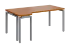SIRK 38 - 184 stůl kancelářský, rohový, levý, kovová podnož stříbrná, deska 36 mm, široký 1800 mm, t