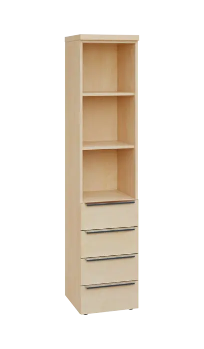 SIN 5 - 44ZN kancelářská skříň, 4-zásuvková/nika, 1820x400x400, bříza světlá