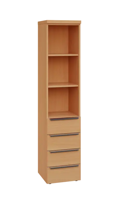 SIN 5 - 44ZN kancelářská skříň, 4-zásuvková/nika, 1820x400x400, buk royal