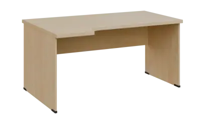 SIRL 38 - 164 stůl kancelářský, rohový, levý, dřevěná podnož, deska 36 mm, široký 1600 mm, bříza světlá