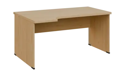 SIRL 38 - 164 stůl kancelářský, rohový, levý, dřevěná podnož, deska 36 mm, široký 1600 mm, javor horský
