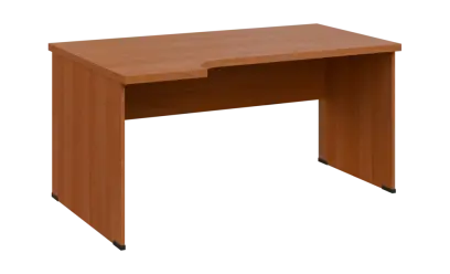 SIRL 38 - 164 stůl kancelářský, rohový, levý, dřevěná podnož, deska 36 mm, široký 1600 mm, olše jantar