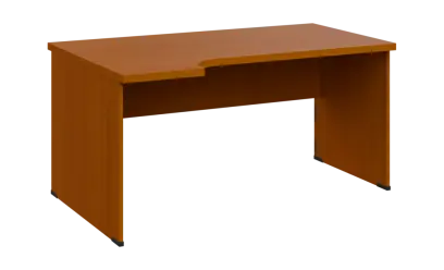 SIRL 38 - 164 stůl kancelářský, rohový, levý, dřevěná podnož, deska 36 mm, široký 1600 mm, třešeň šumavská