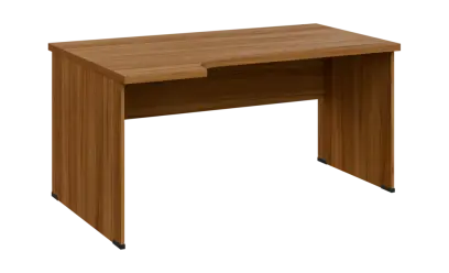 SIRL 38 - 164 stůl kancelářský, rohový, levý, dřevěná podnož, deska 36 mm, široký 1600 mm, ořech světlý