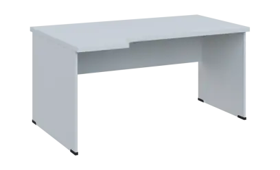 SIRL 38 - 164 stůl kancelářský, rohový, levý, dřevěná podnož, deska 36 mm, široký 1600 mm, bílá