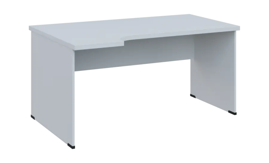 SIRL 38 - 164 stůl kancelářský, rohový, levý, dřevěná podnož, deska 36 mm, široký 1600 mm, bílá