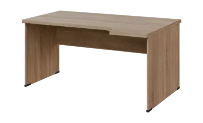 SIRL 38 - 164 stůl kancelářský, rohový, pravý, dřevěná podnož, deska 36 mm, široký 1600 mm, dub bardolino