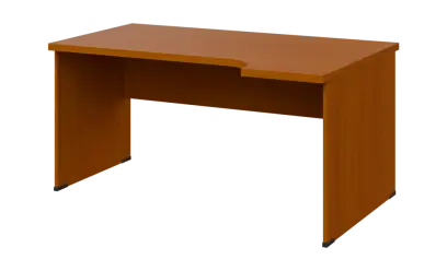 SIRL 38 - 164 stůl kancelářský, rohový, pravý, dřevěná podnož, deska 36 mm, široký 1600 mm, třešeň šumavská
