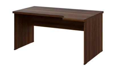 SIRL 38 - 164 stůl kancelářský, rohový, pravý, dřevěná podnož, deska 36 mm, široký 1600 mm, ořech královský