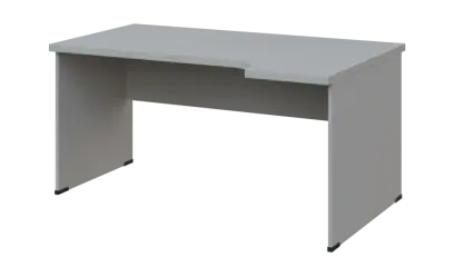 SIRL 38 - 164 stůl kancelářský, rohový, pravý, dřevěná podnož, deska 36 mm, široký 1600 mm, šedá