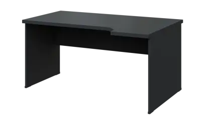 SIRL 38 - 164 stůl kancelářský, rohový, pravý, dřevěná podnož, deska 36 mm, široký 1600 mm, antracit