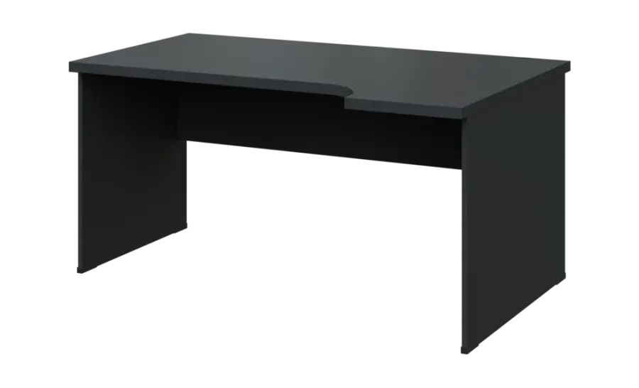 SIRL 38 - 164 stůl kancelářský, rohový, pravý, dřevěná podnož, deska 36 mm, široký 1600 mm, antracit