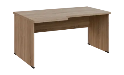 SIRL 38 - 166 stůl kancelářský, rohový, levý, dřevěná podnož, deska 36 mm, široký 1600 mm, dub bardolino