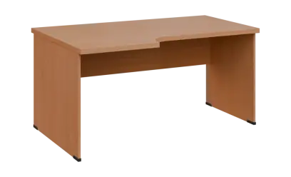 SIRL 38 - 166 stůl kancelářský, rohový, levý, dřevěná podnož, deska 36 mm, široký 1600 mm, buk royal