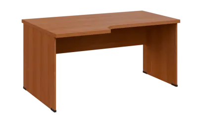 SIRL 38 - 166 stůl kancelářský, rohový, levý, dřevěná podnož, deska 36 mm, široký 1600 mm, olše jantar