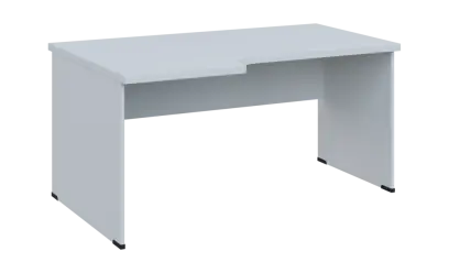 SIRL 38 - 166 stůl kancelářský, rohový, levý, dřevěná podnož, deska 36 mm, široký 1600 mm, bílá