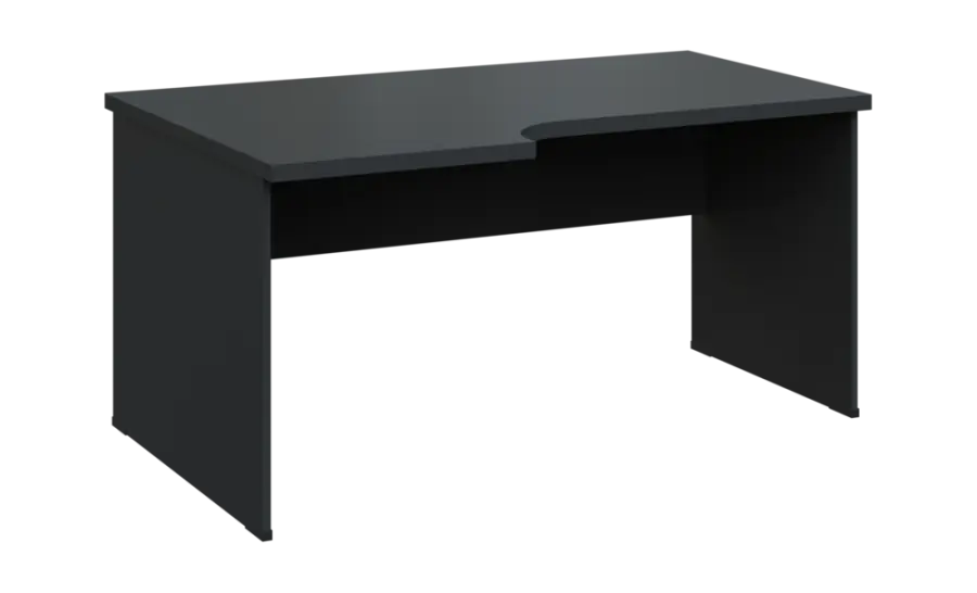 SIRL 38 - 166 stůl kancelářský, rohový, levý, dřevěná podnož, deska 36 mm, široký 1600 mm, antracit